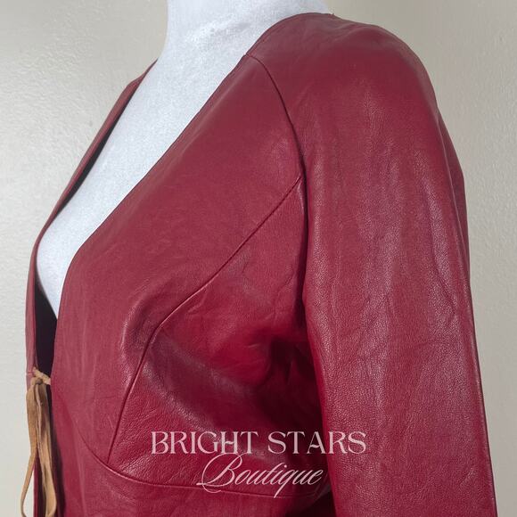 Rare Red Leather Jacket ASO Buffy the Vampire Slayer Tie Front Deadstock Vintage - Picture 10 of 12